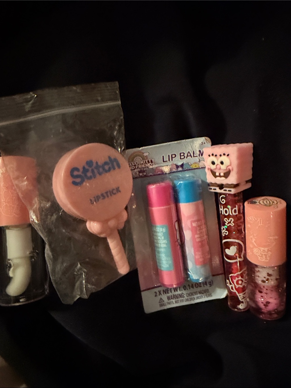 Stitch Pink Lipstick & Novelty Lip Balm Bundle